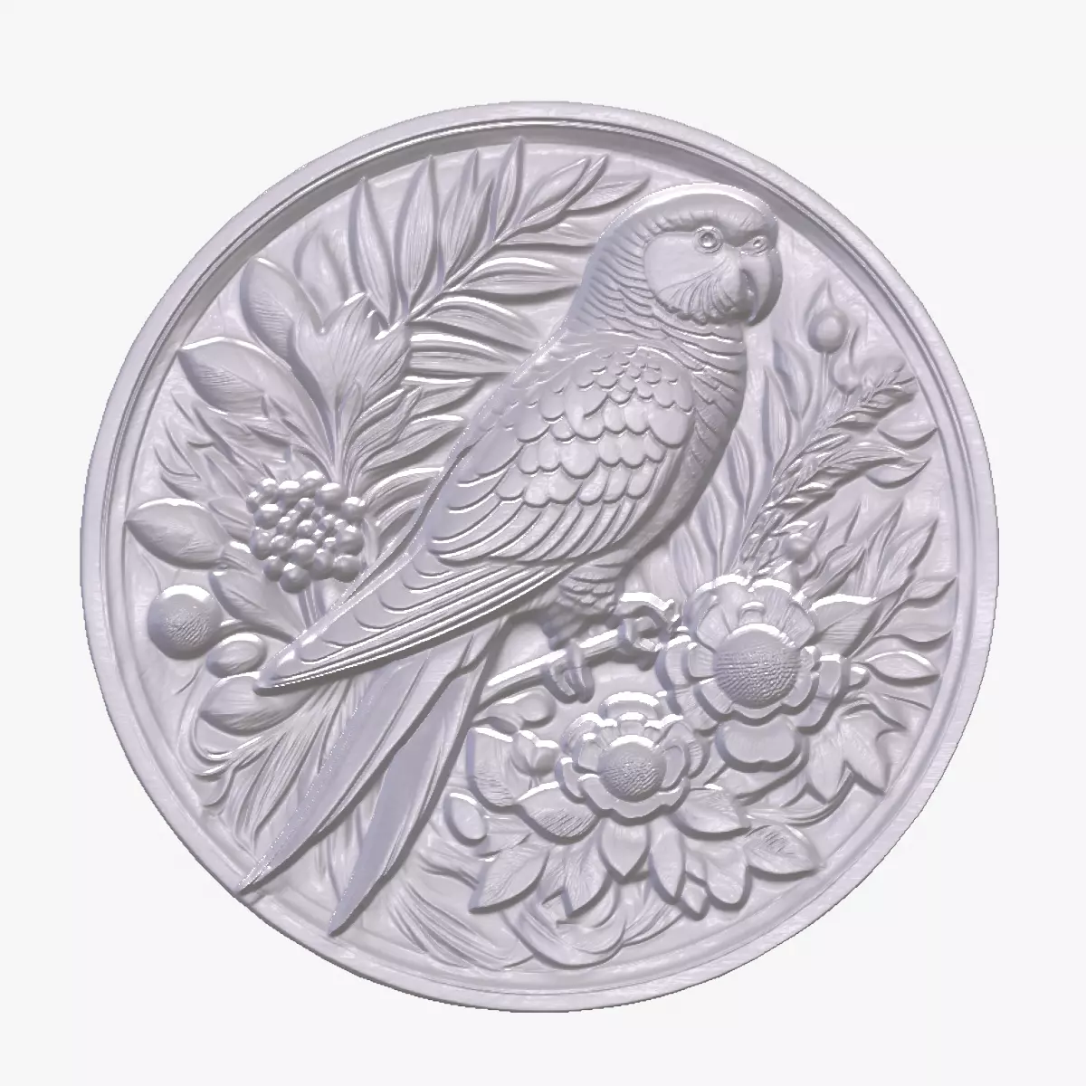 African Gray Parrot 5 basrelief for 3D printing 3D print model