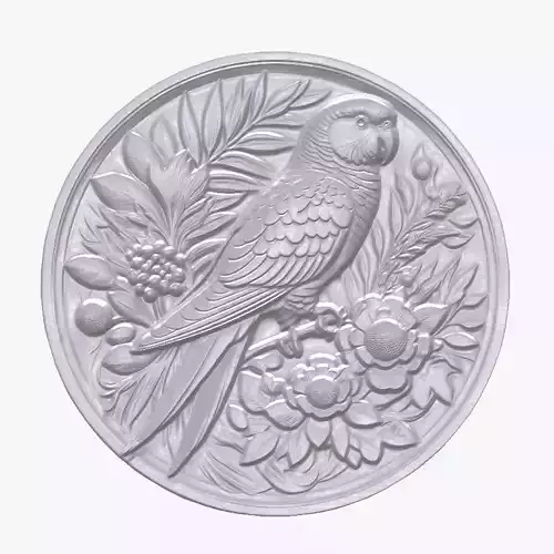 African Gray Parrot 5 basrelief for 3D printing