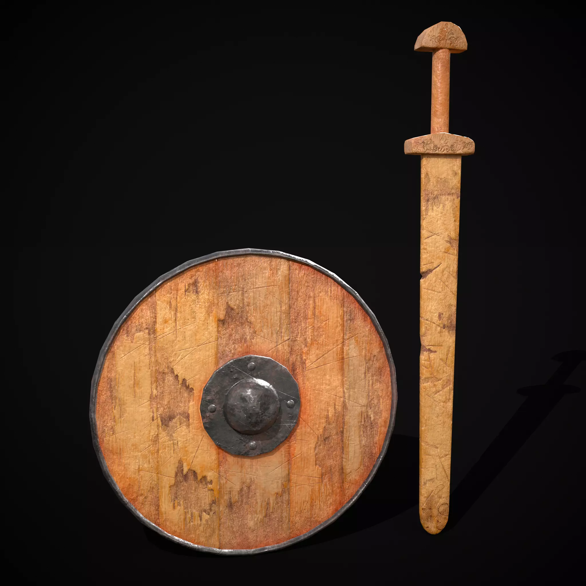 Toy Weapons Sword and Shield  Low-poly 3D model_0