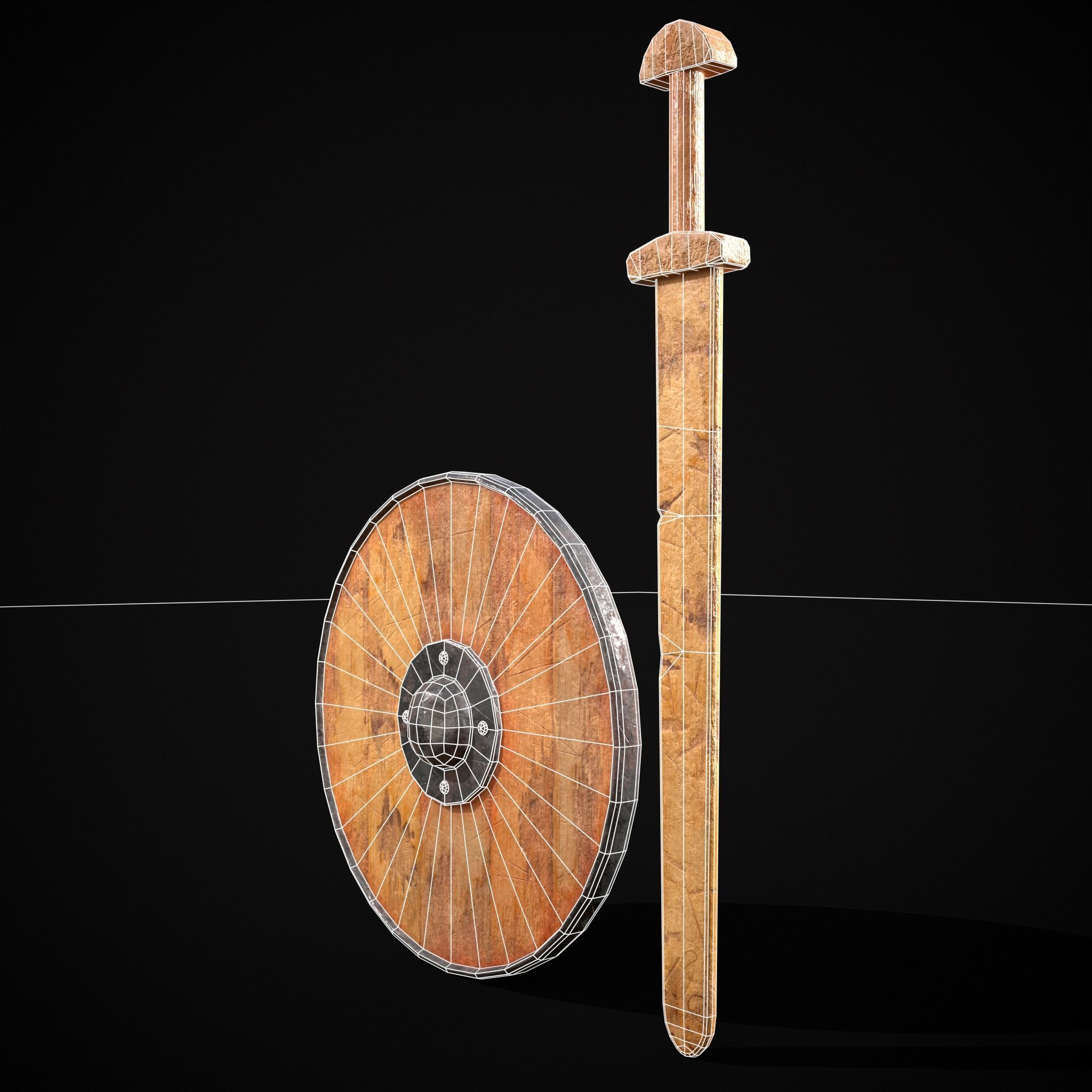 Toy Weapons Sword and Shield  Low-poly 3D model_4