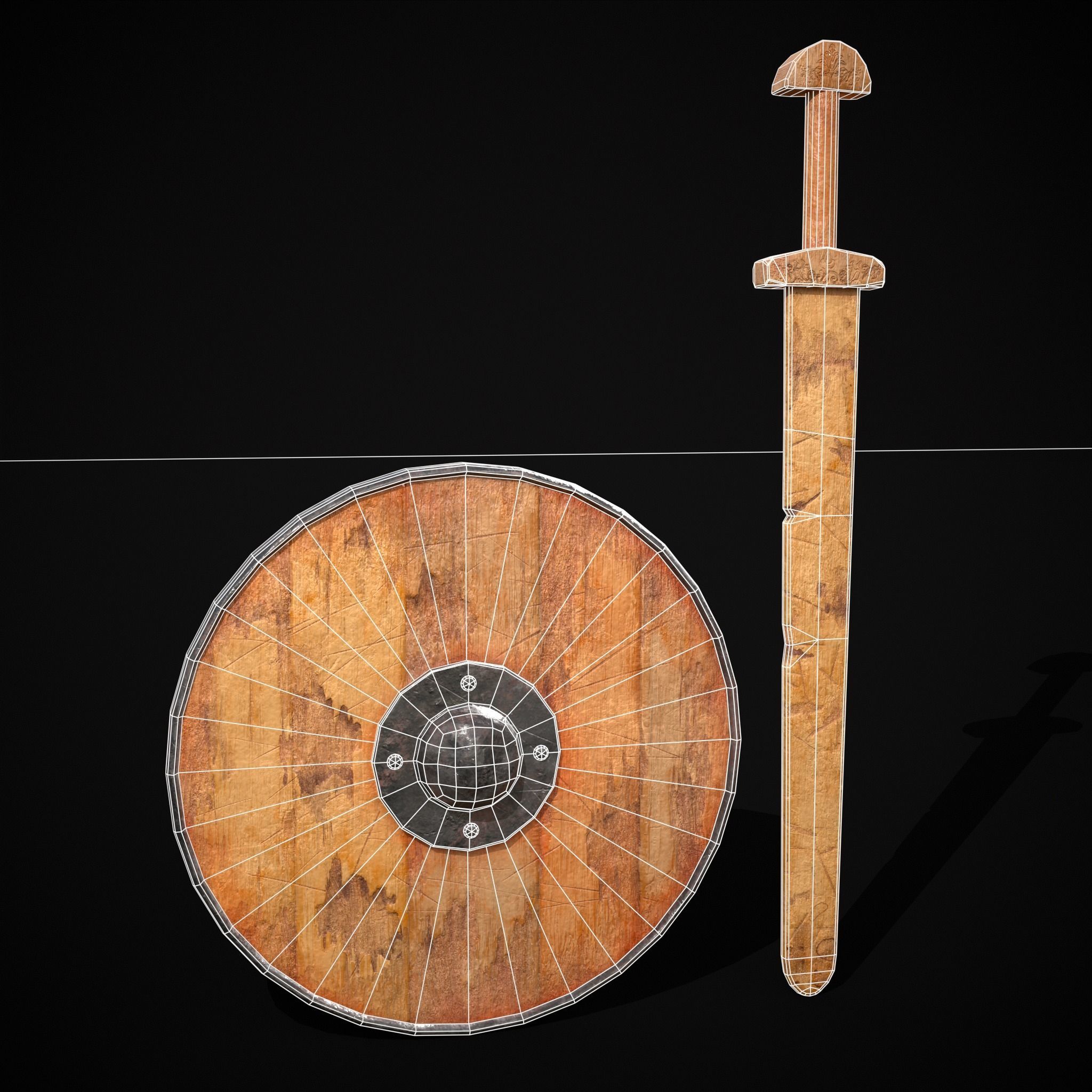 Toy Weapons Sword and Shield  Low-poly 3D model_2