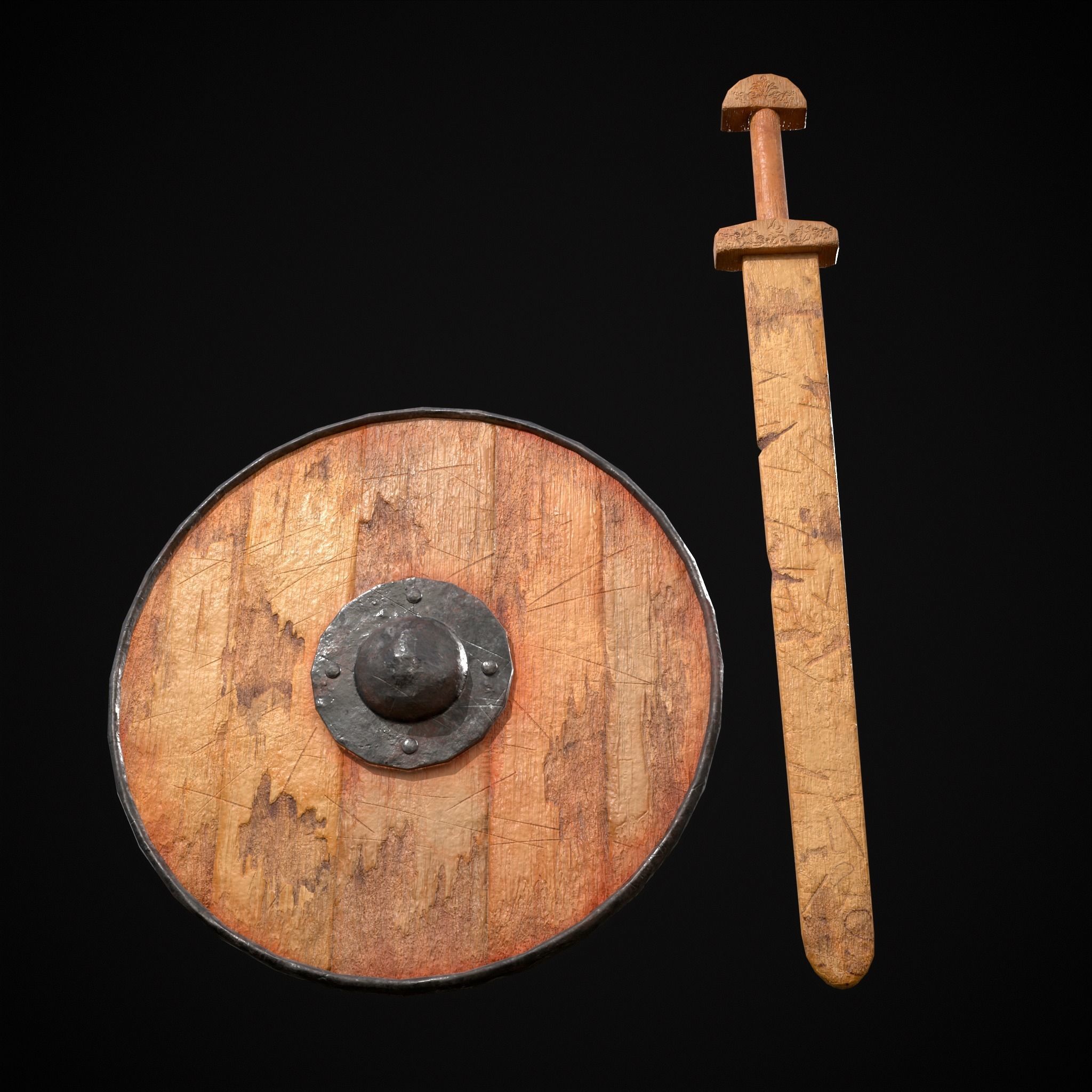 Toy Weapons Sword and Shield  Low-poly 3D model_9