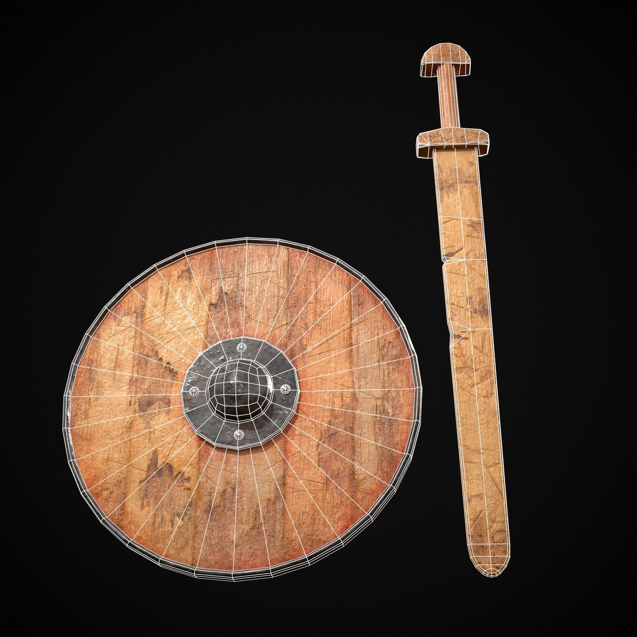 Toy Weapons Sword and Shield  Low-poly 3D model_10