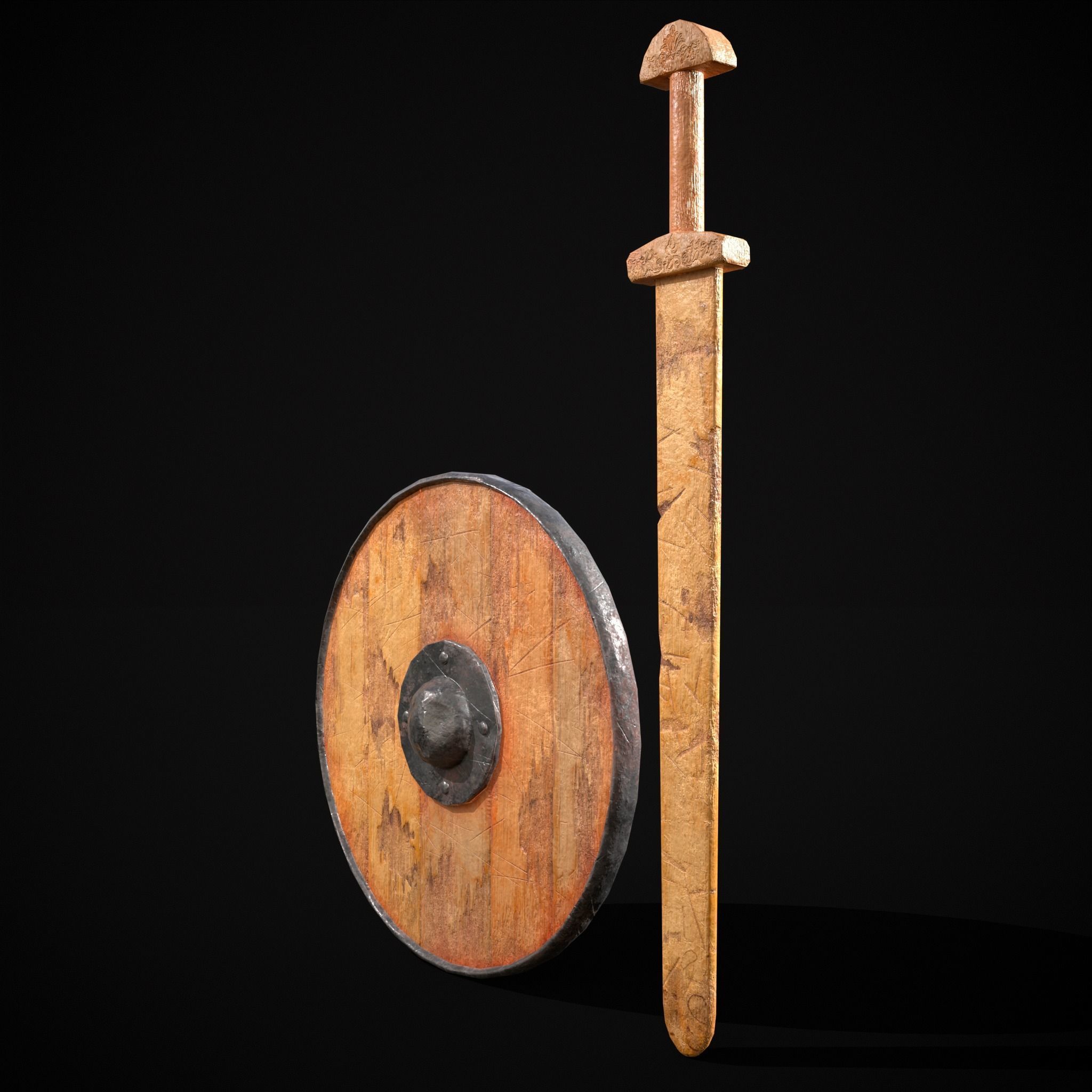 Toy Weapons Sword and Shield  Low-poly 3D model_3