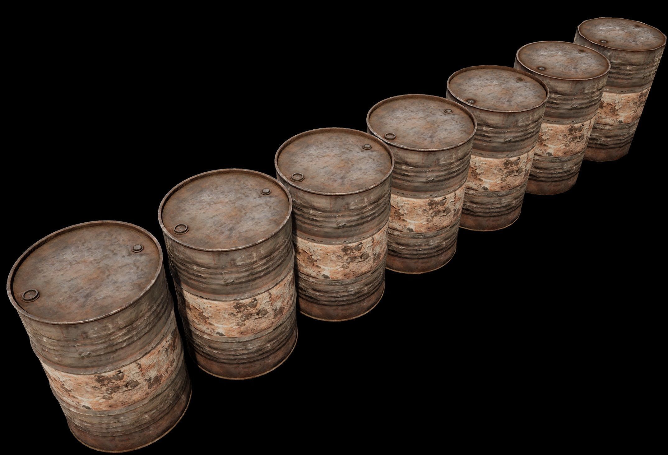 Metal Barrel Low-poly 3D model_5