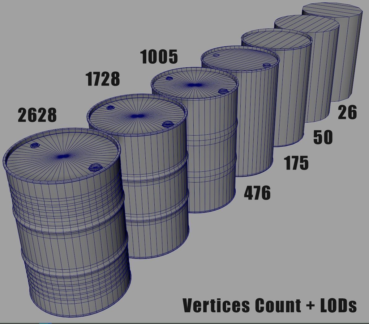 Metal Barrel Low-poly 3D model_8