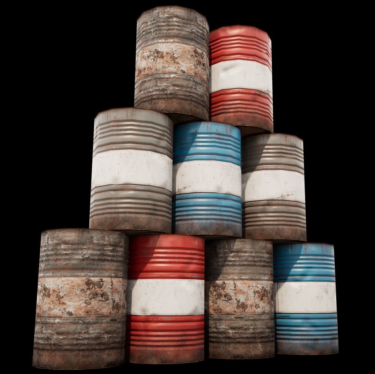 Metal Barrel Low-poly 3D model_12