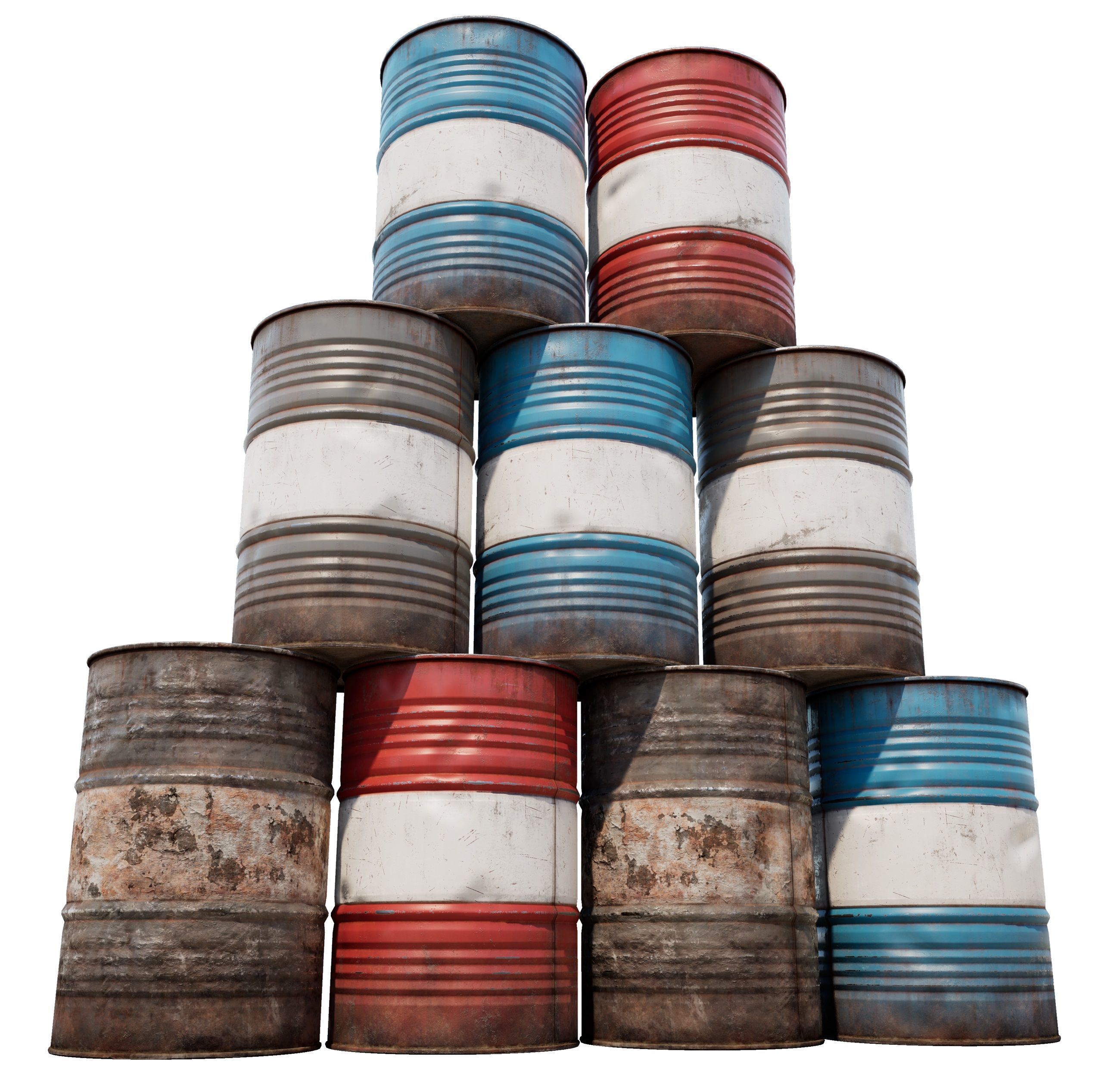 Metal Barrel Low-poly 3D model_1