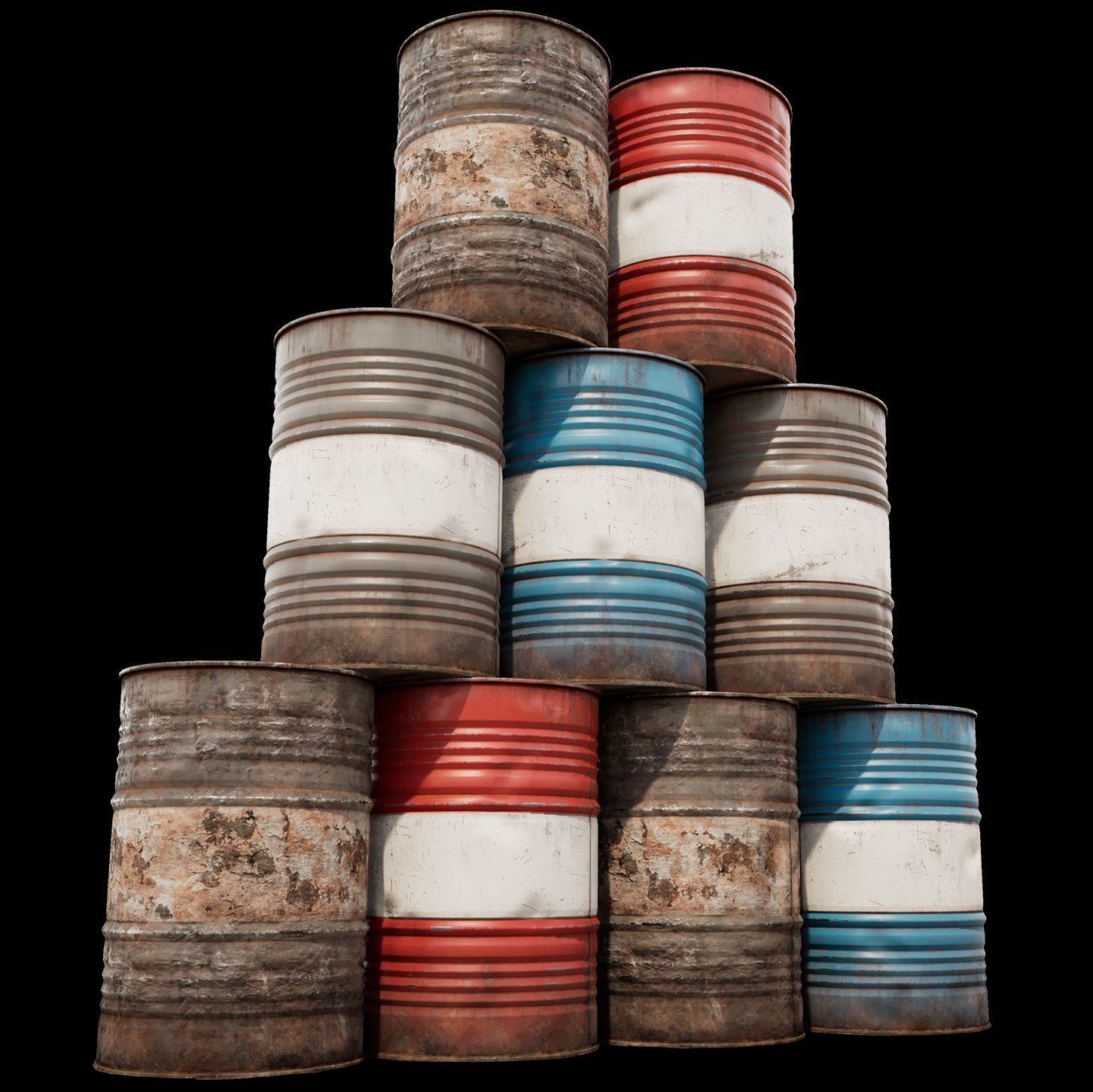 Metal Barrel Low-poly 3D model_11