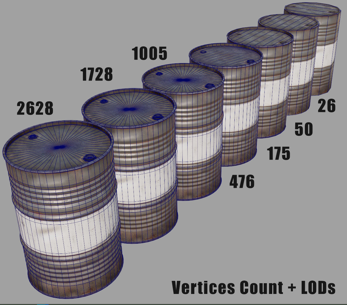 Metal Barrel Low-poly 3D model_2