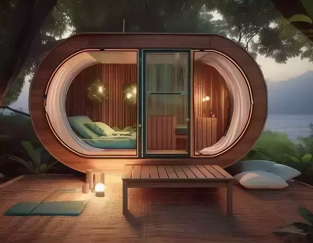 cozy cabin nestled amidst lush greenery 3D model
