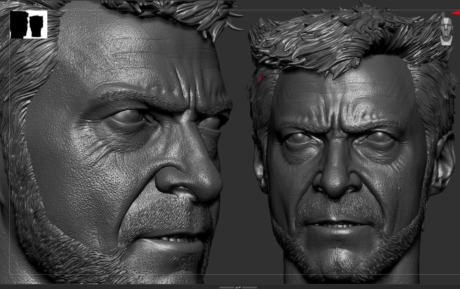 Wolverine -Hugh Jackman Head - Deadpool and Wolverine 3D print model_10