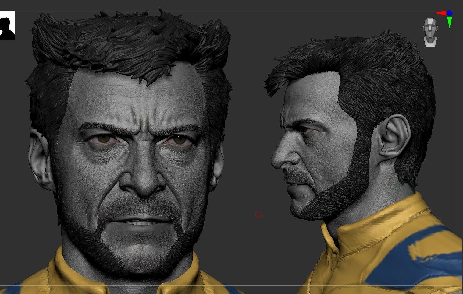 Wolverine -Hugh Jackman Head - Deadpool and Wolverine 3D print model_6