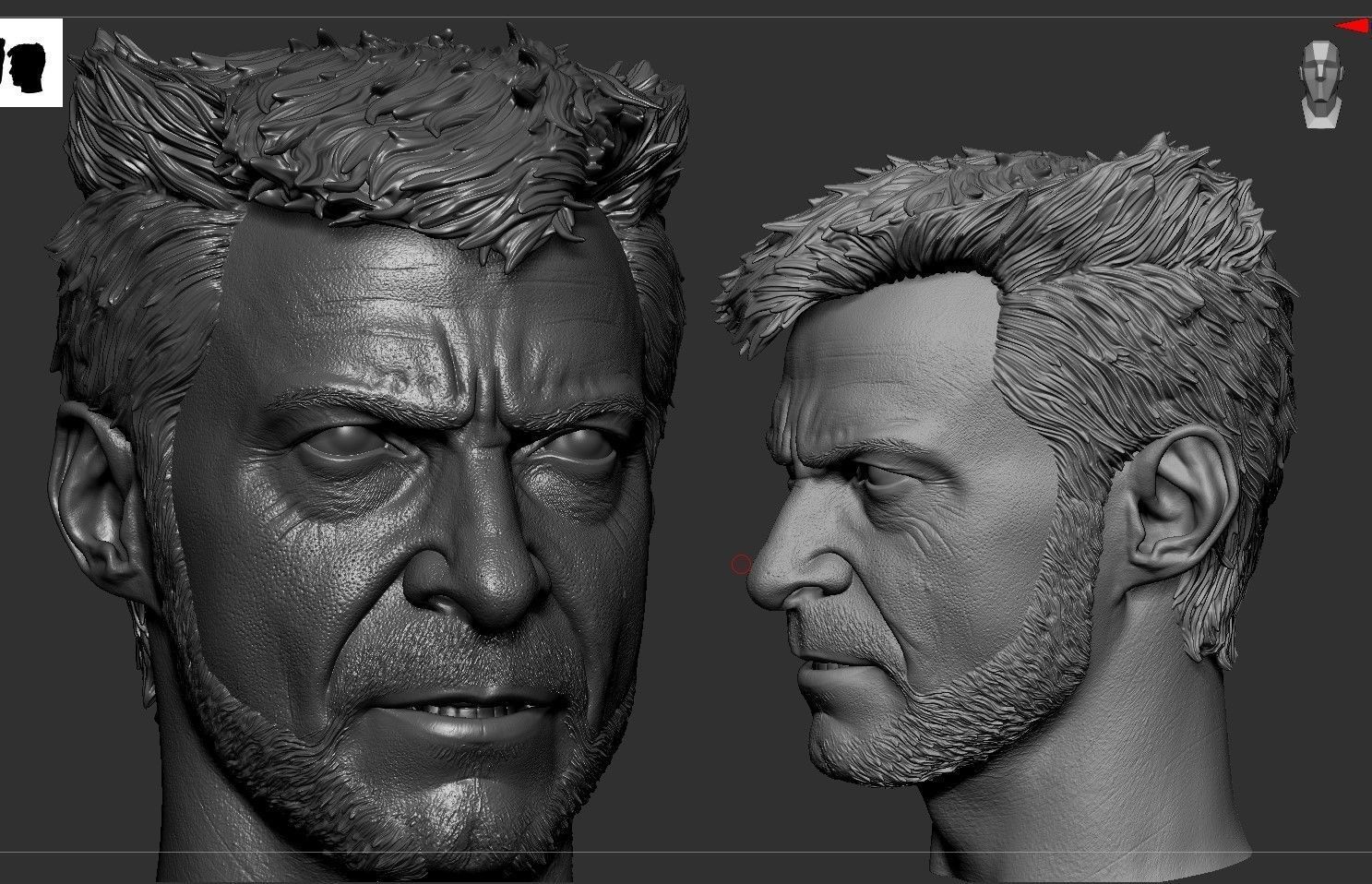 Wolverine -Hugh Jackman Head - Deadpool and Wolverine 3D print model_11