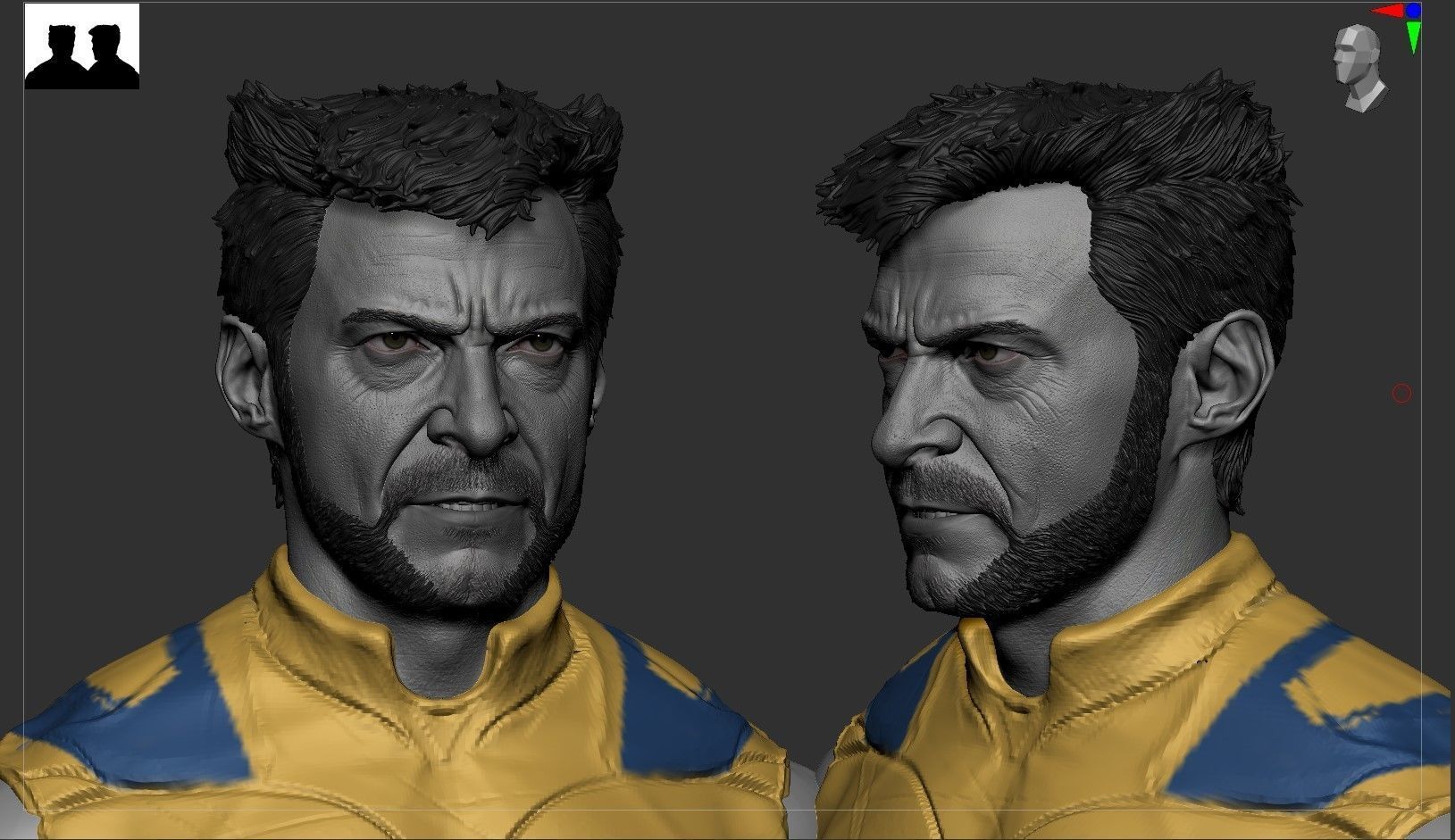 Wolverine -Hugh Jackman Head - Deadpool and Wolverine 3D print model_5