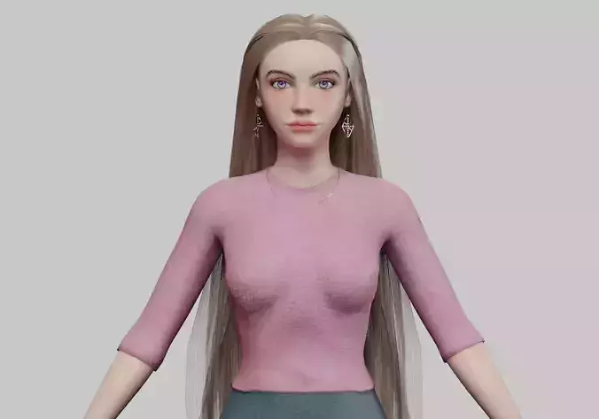 pretty blond woman V32439  Low-poly 3D model