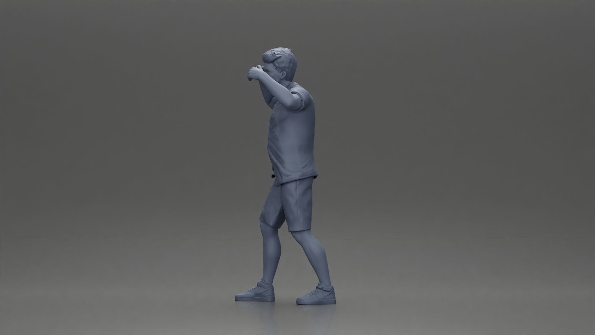 Man in shorts carrying girlfriend on shoulders 3D print model_24