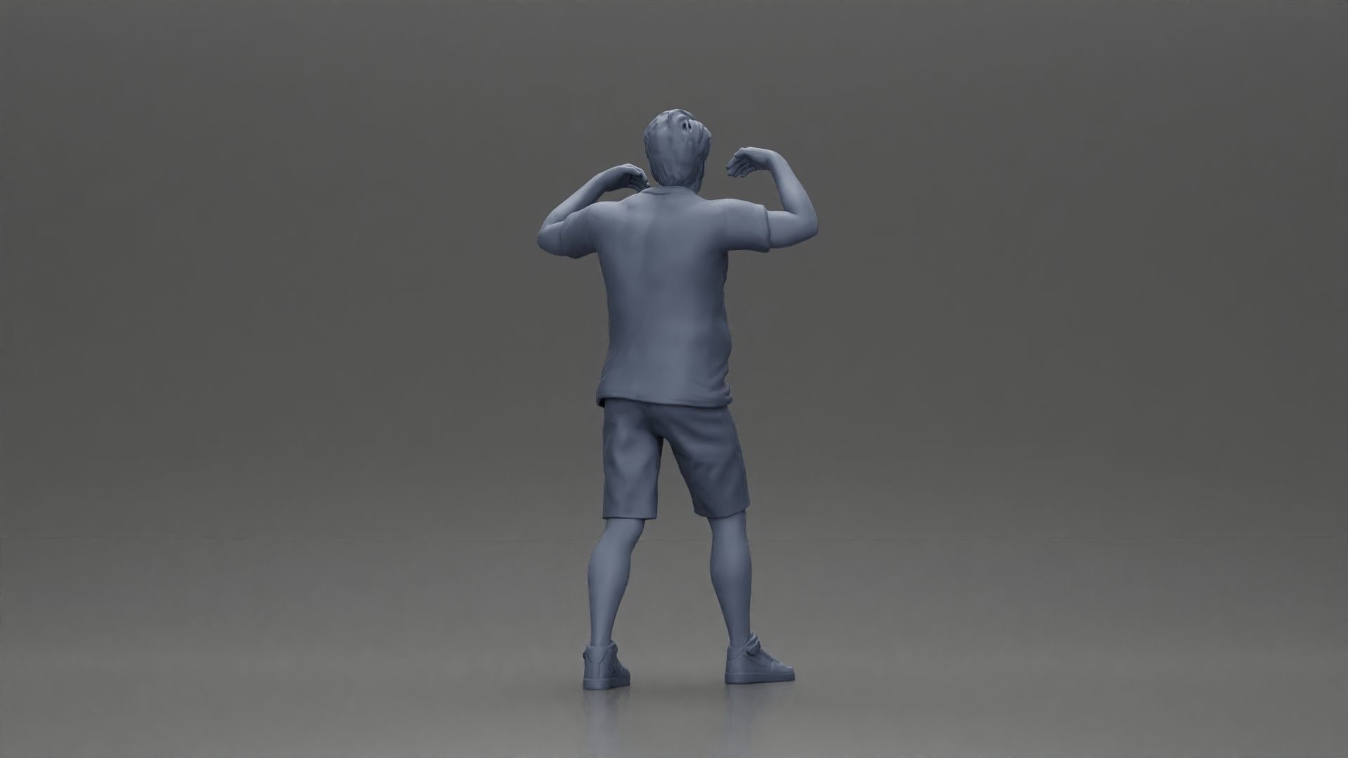Man in shorts carrying girlfriend on shoulders 3D print model_22