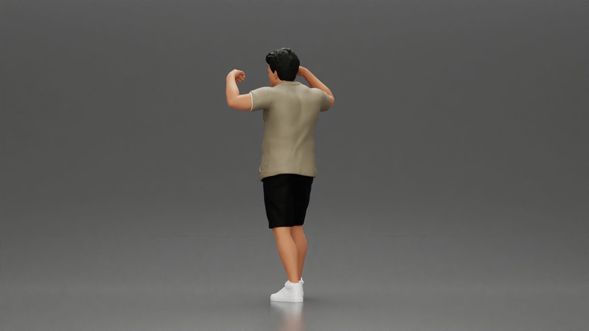 Man in shorts carrying girlfriend on shoulders 3D print model_17