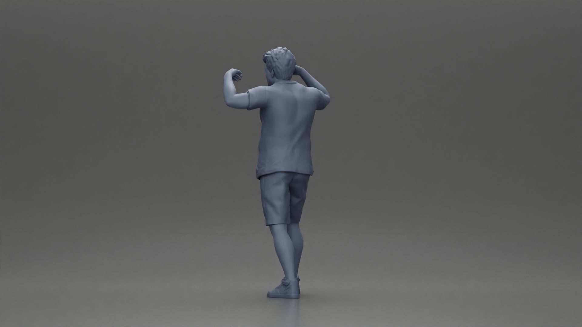 Man in shorts carrying girlfriend on shoulders 3D print model_23