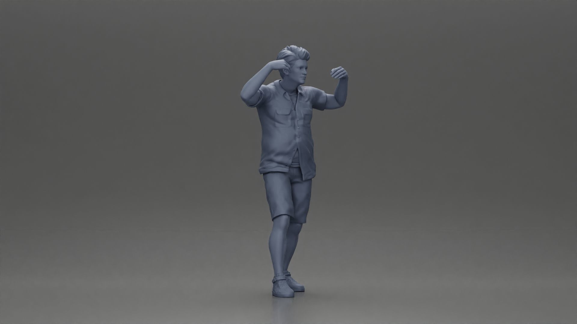 Man in shorts carrying girlfriend on shoulders 3D print model_20