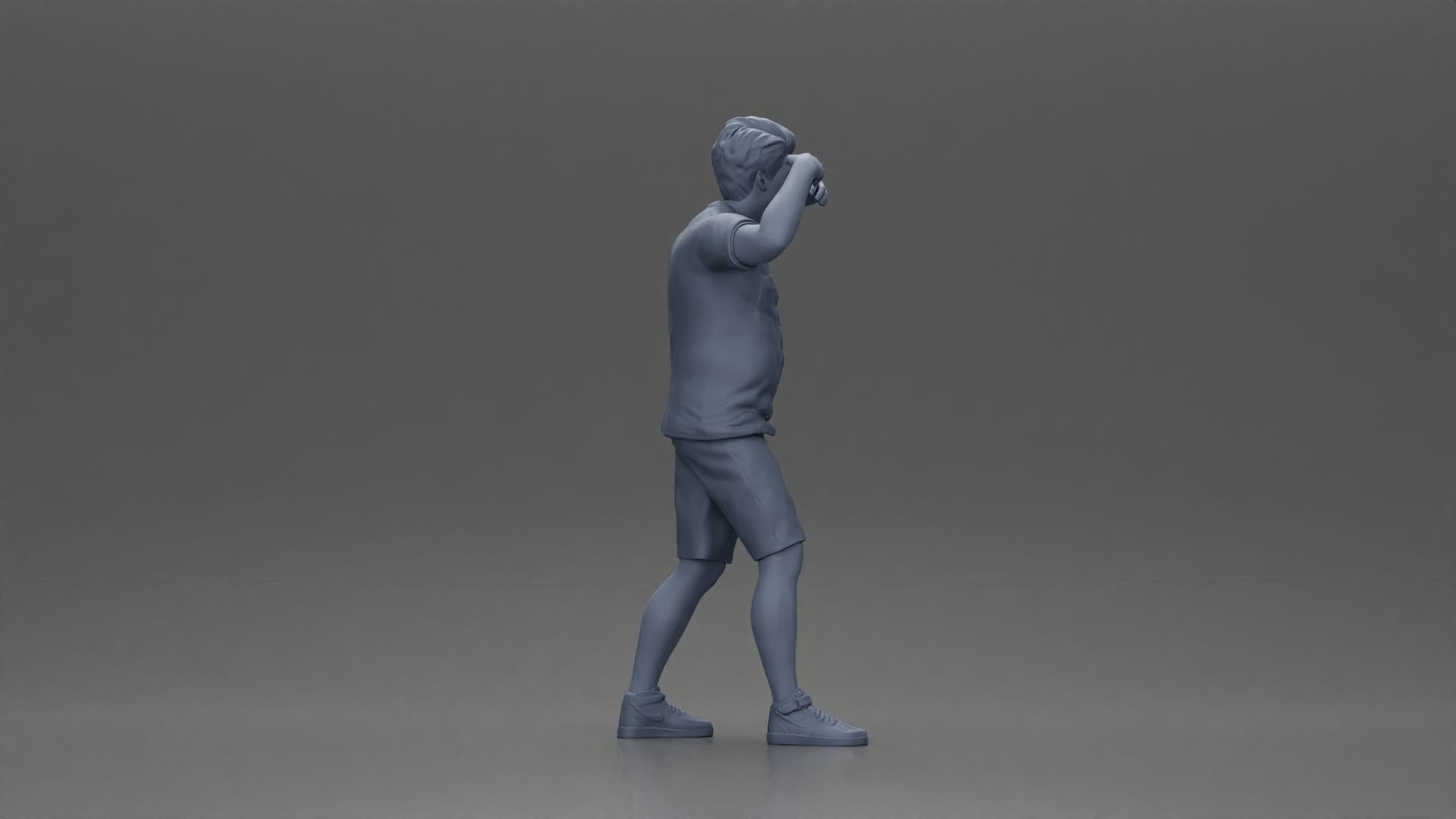 Man in shorts carrying girlfriend on shoulders 3D print model_21