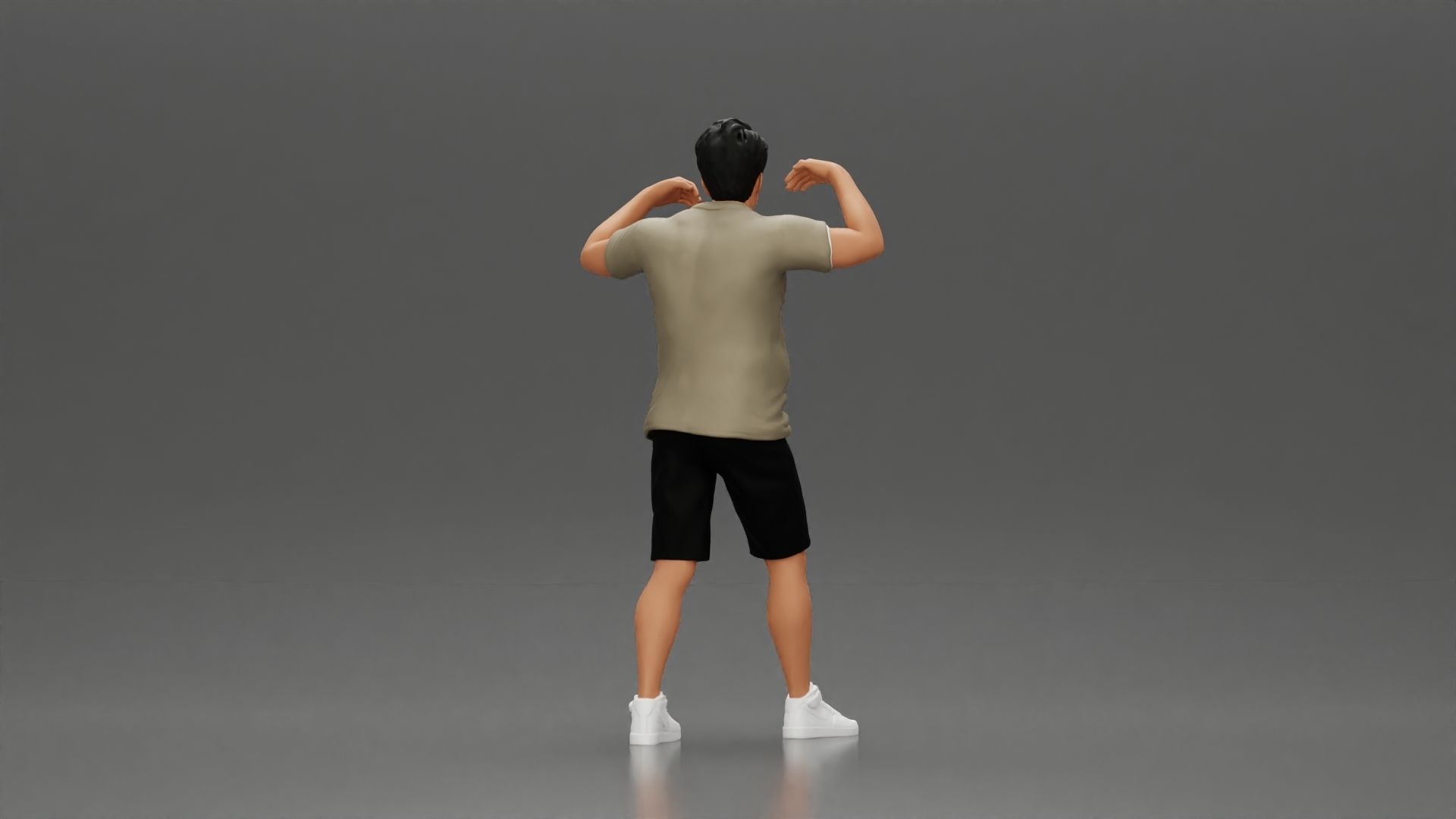 Man in shorts carrying girlfriend on shoulders 3D print model_16
