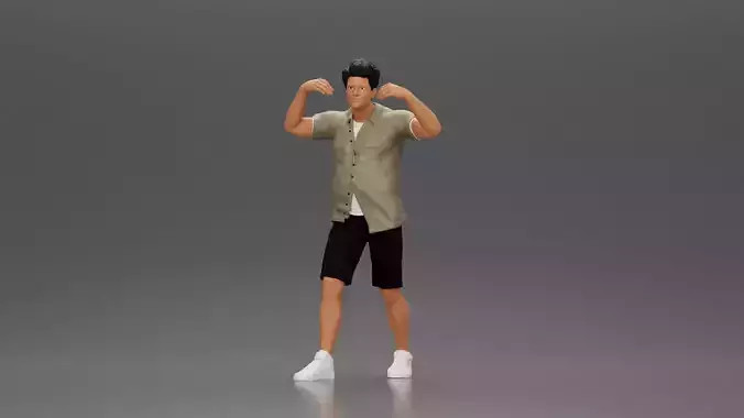 Man in shorts carrying girlfriend on shoulders