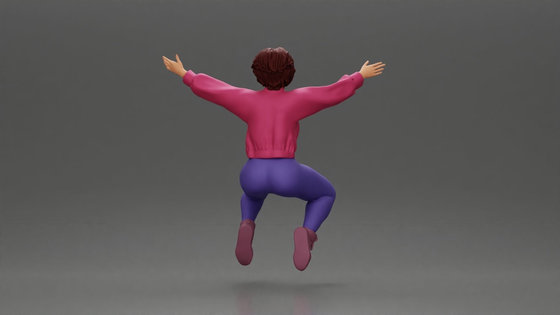 girl being carried on the man s shoulders 3D print model_3