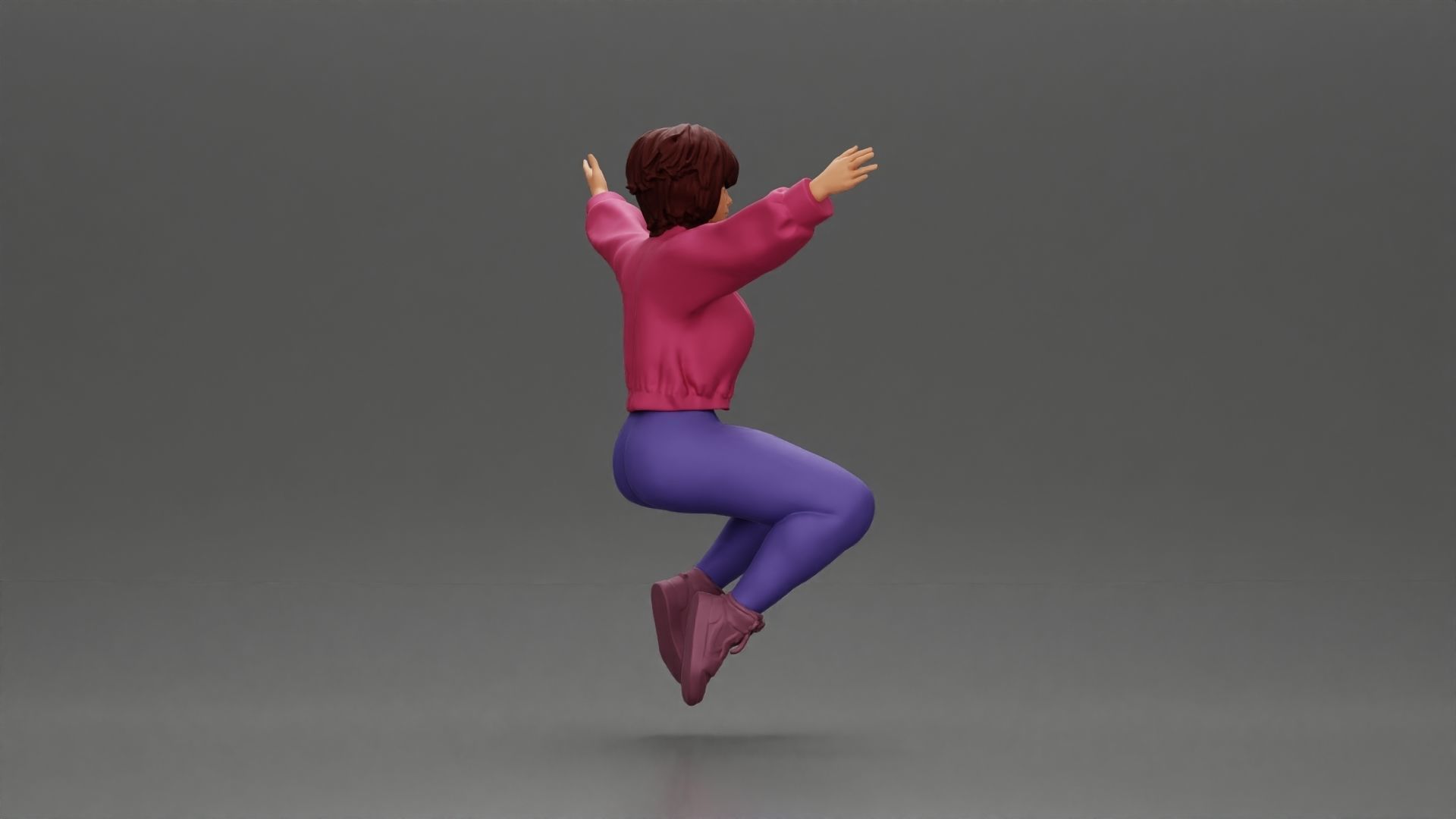 girl being carried on the man s shoulders 3D print model_2