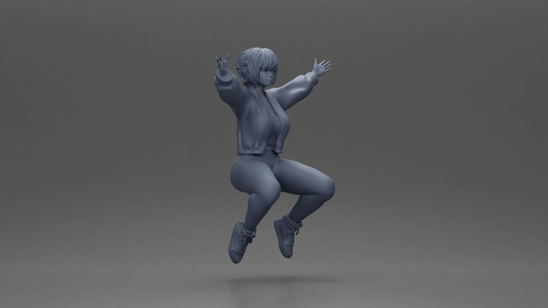 girl being carried on the man s shoulders 3D print model_7