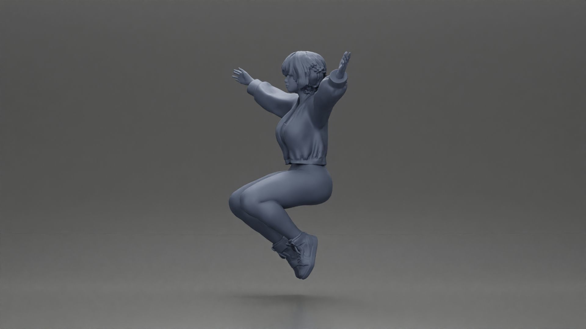 girl being carried on the man s shoulders 3D print model_11