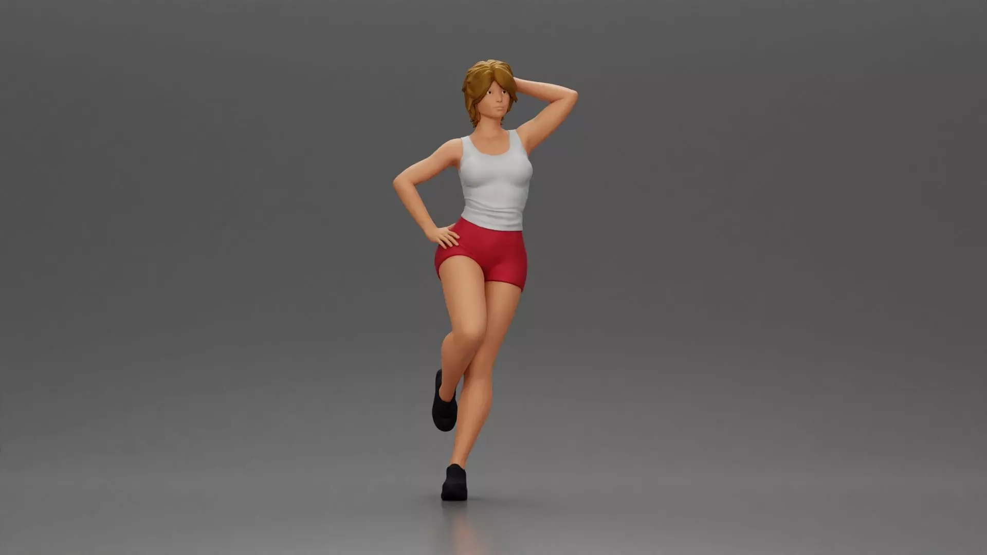 girl with short hair in shorts leaning on a car 3D print model