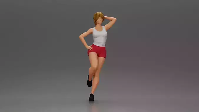 Sexy girl with short hair in shorts leaning on a car