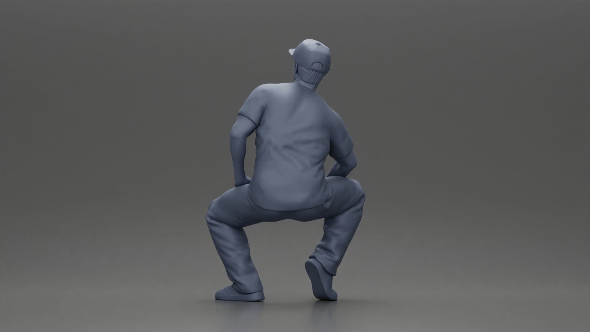 hip-hop man sitting in shirt and cap 3D print model_10