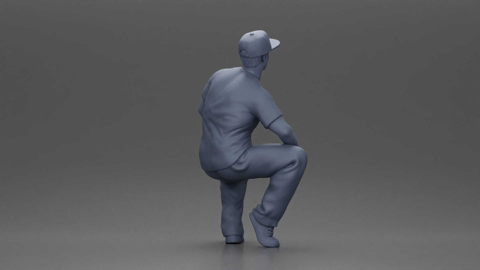 hip-hop man sitting in shirt and cap 3D print model_9