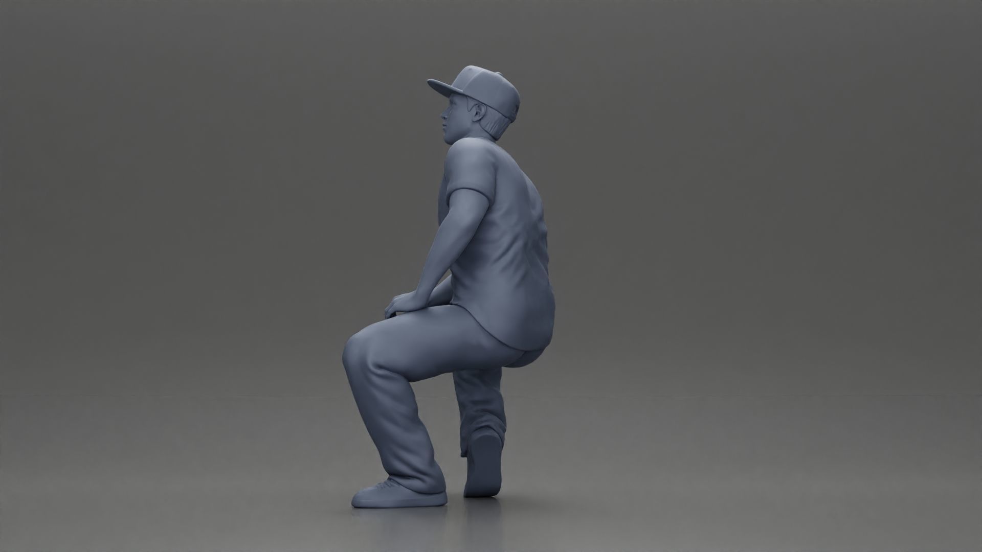 hip-hop man sitting in shirt and cap 3D print model_11