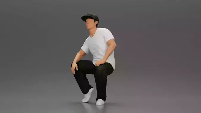 hip-hop man sitting in shirt and cap