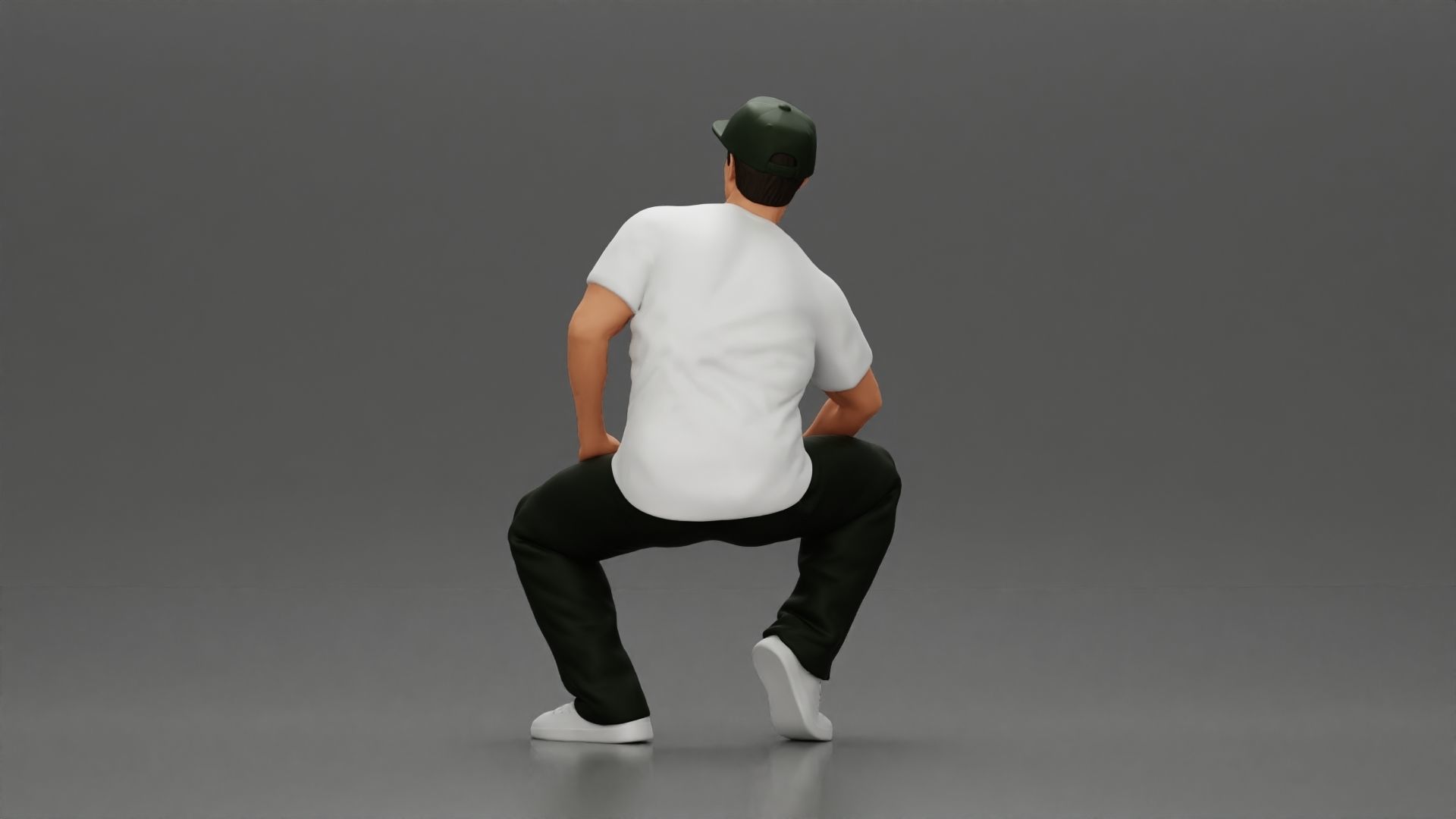 hip-hop man sitting in shirt and cap 3D print model_4