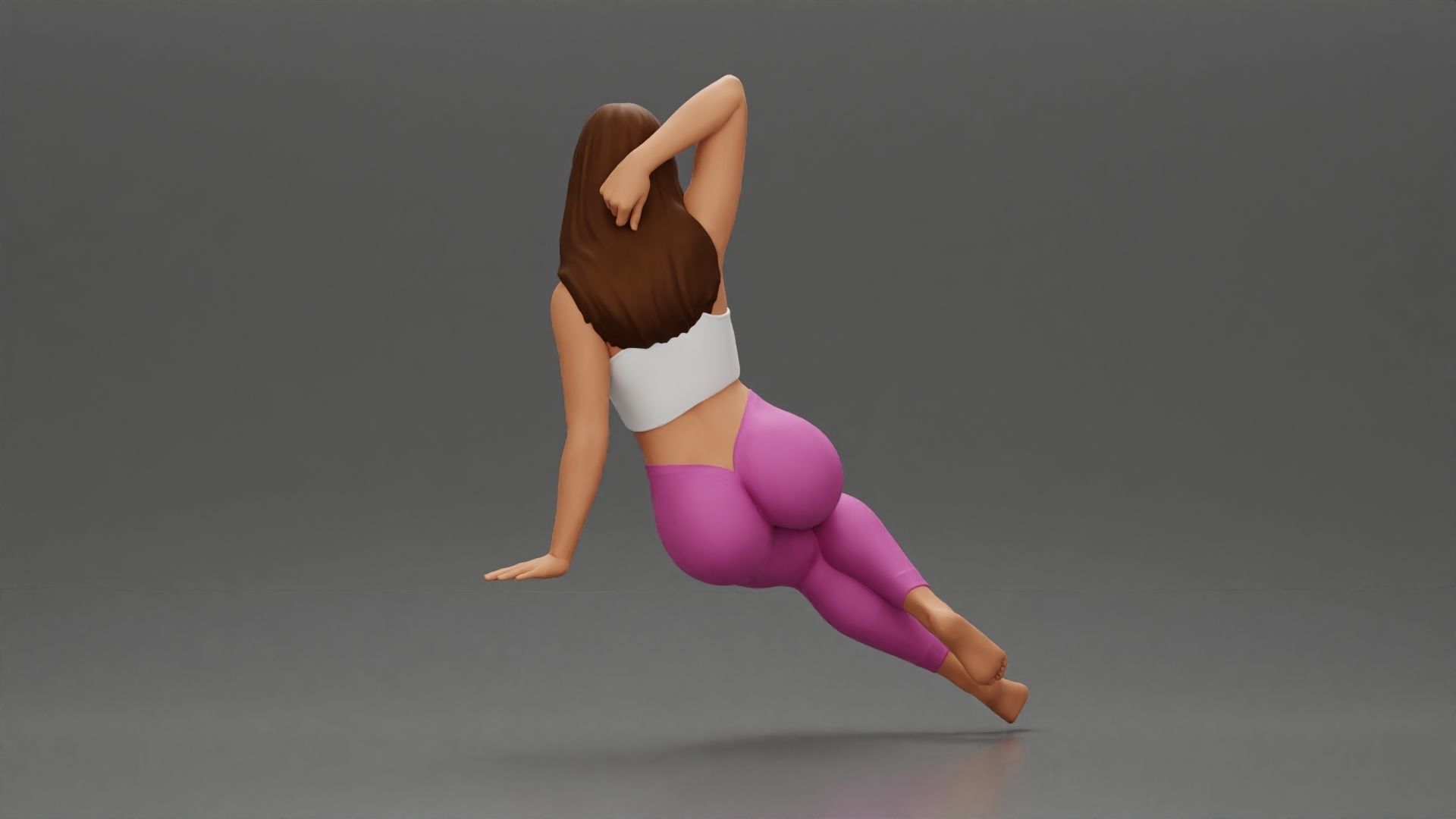Fit girl in leggings sitting on a sofa 3D print model_3