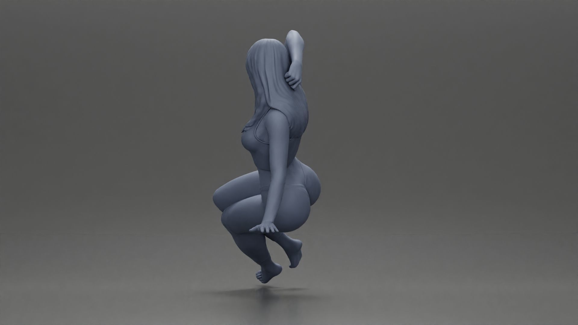 Fit girl in leggings sitting on a sofa 3D print model_10