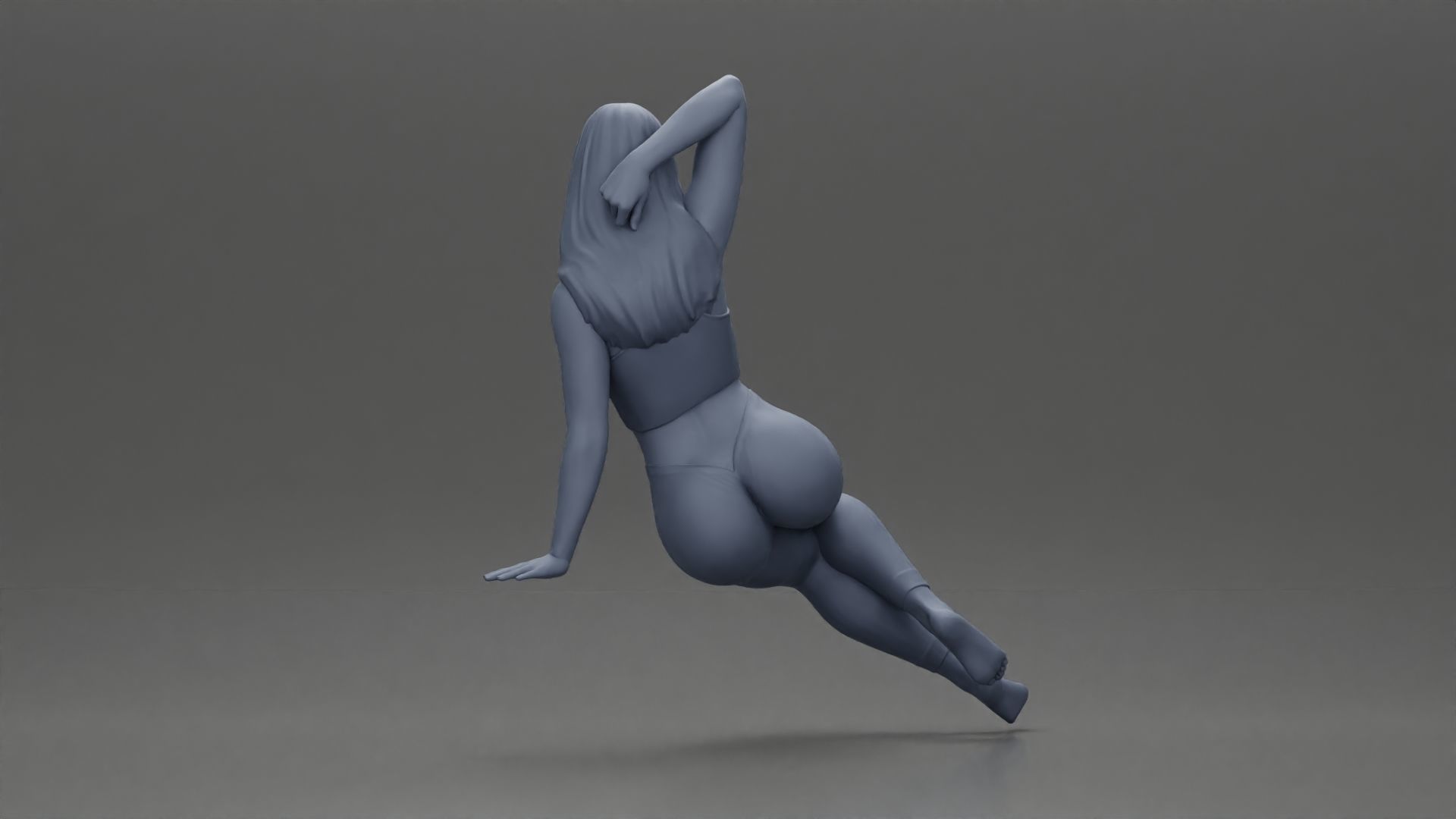 Fit girl in leggings sitting on a sofa 3D print model_9