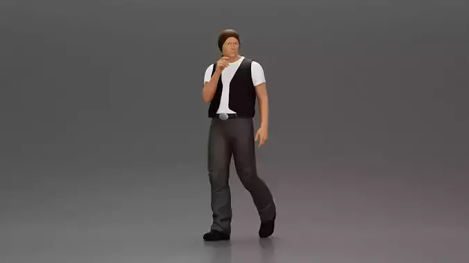 gangster in a head scarf and vest walking