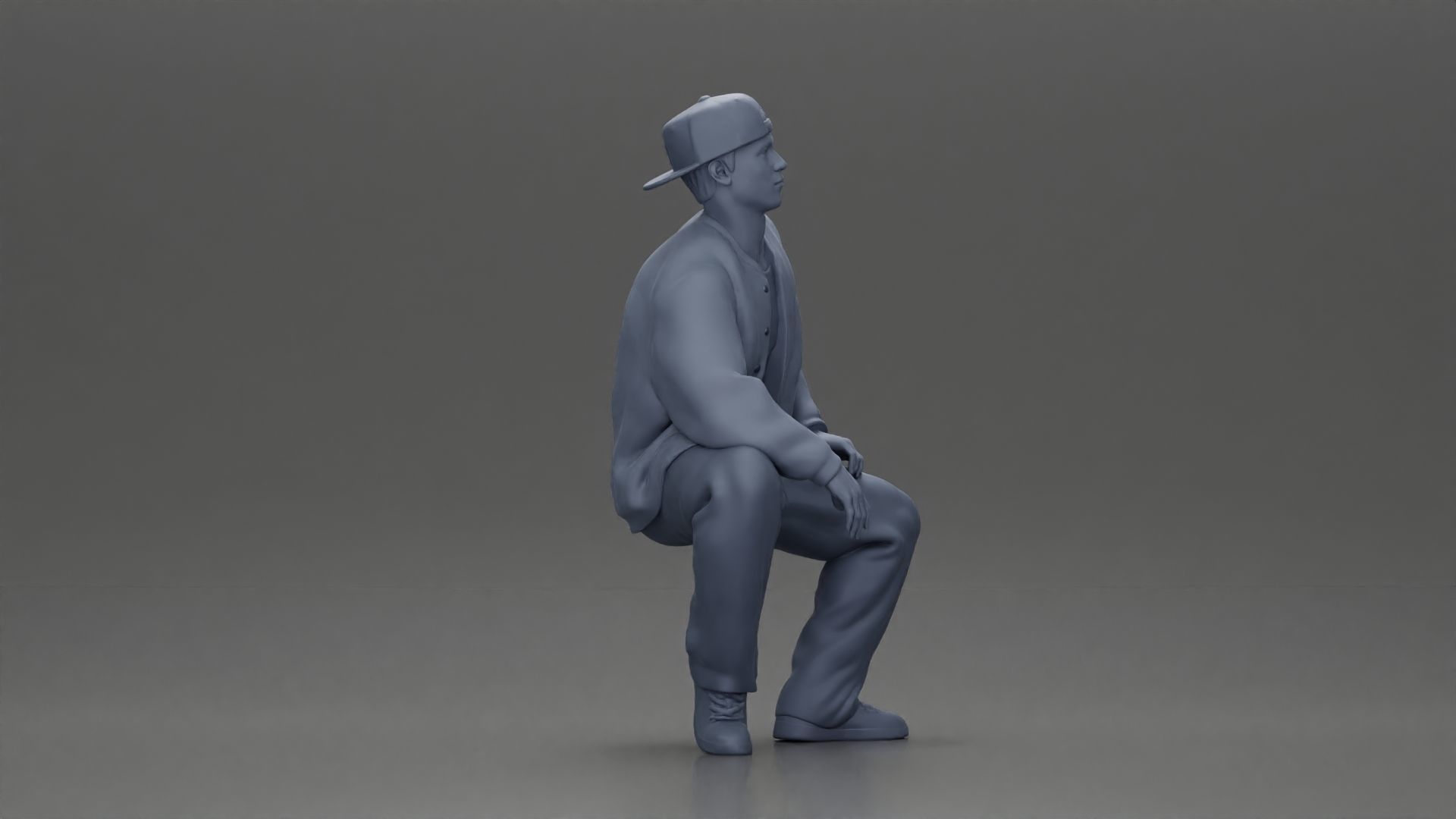 hip hop man sitting in a jacket and cap 3D print model_7