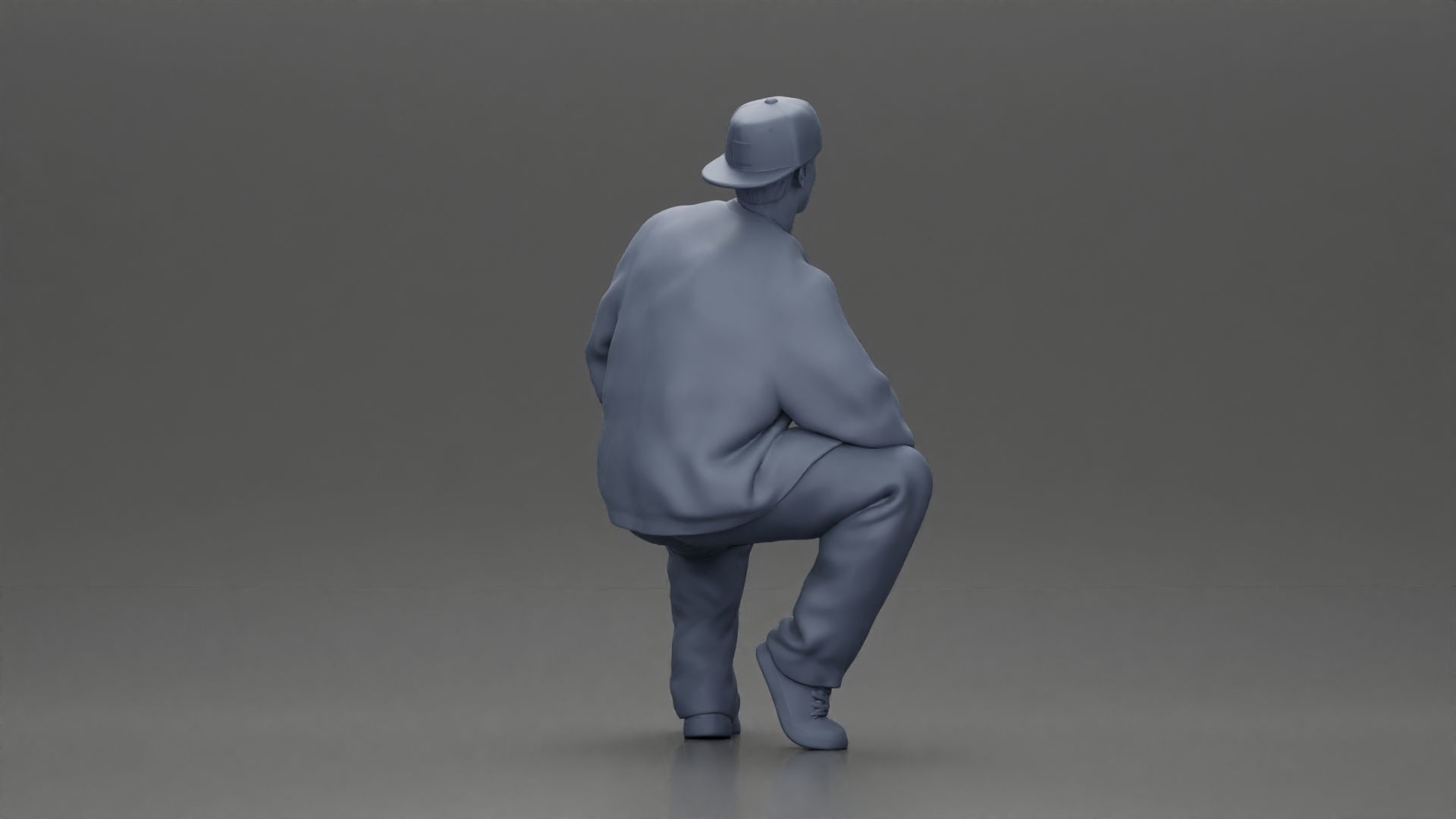 hip hop man sitting in a jacket and cap 3D print model_8