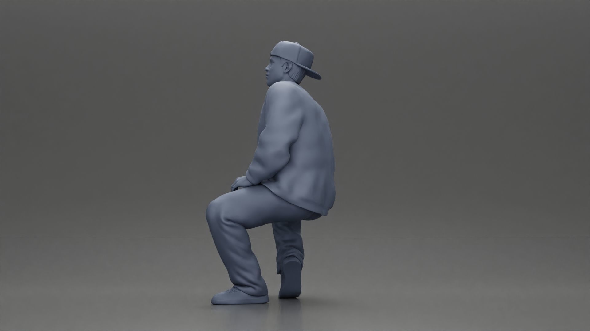 hip hop man sitting in a jacket and cap 3D print model_10
