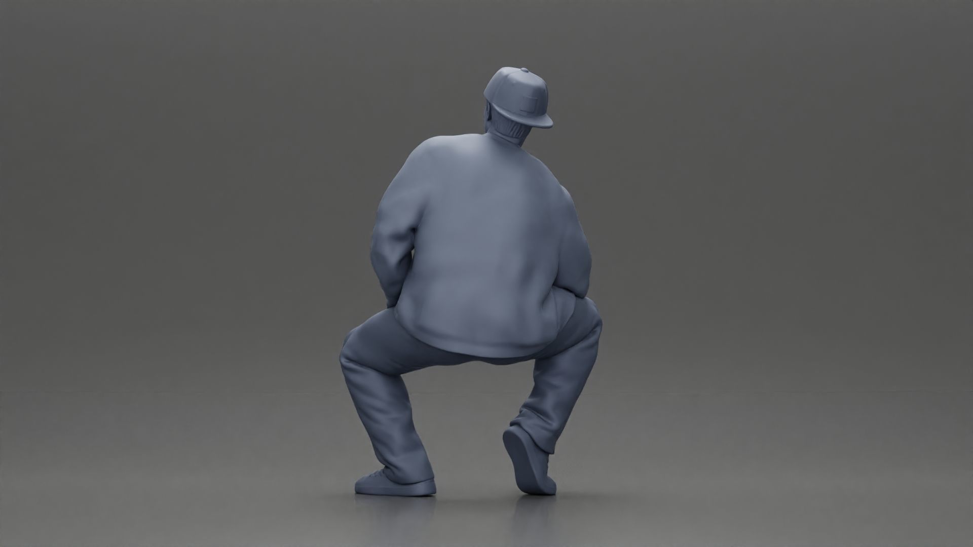 hip hop man sitting in a jacket and cap 3D print model_9