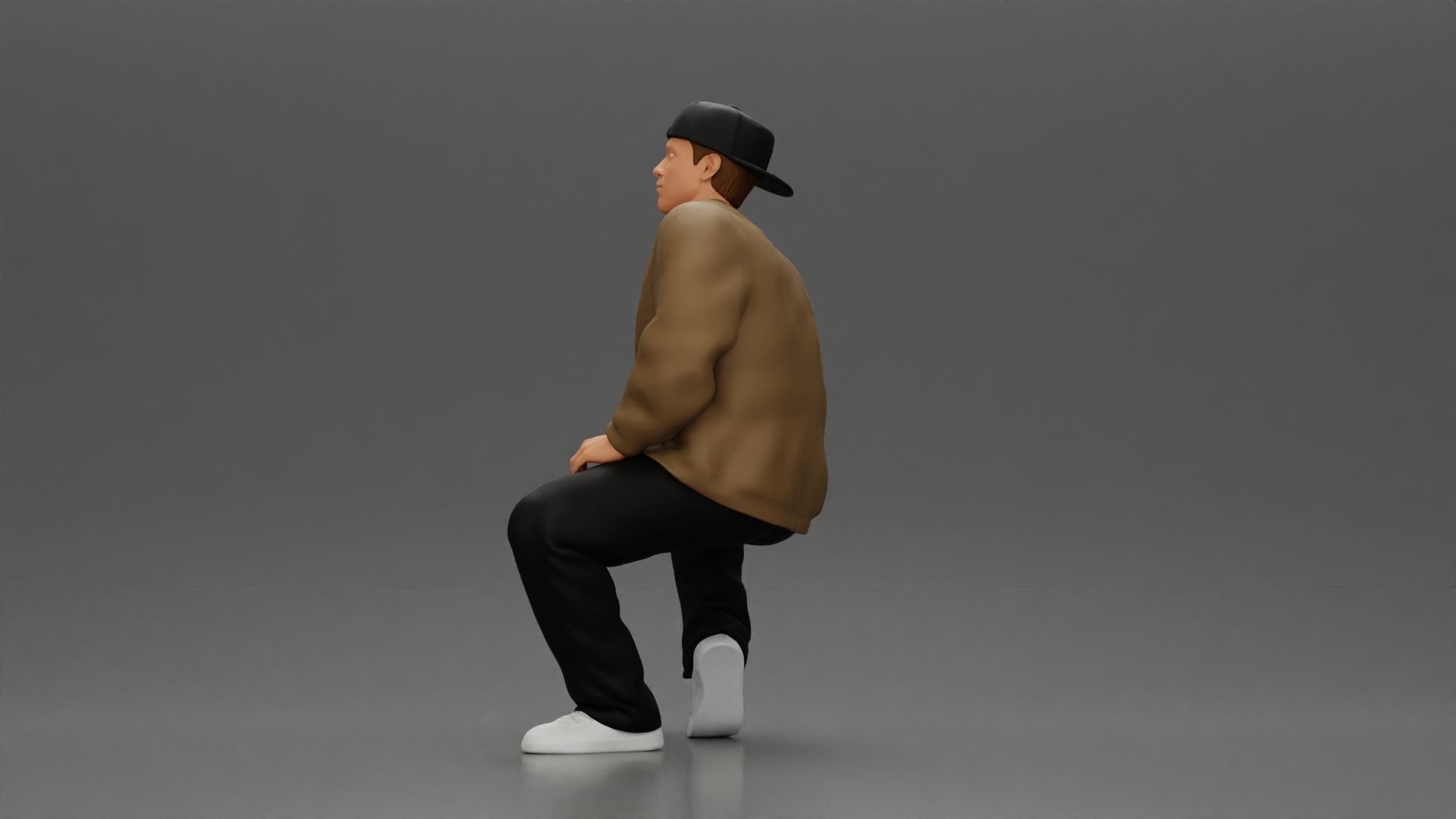 hip hop man sitting in a jacket and cap 3D print model_4