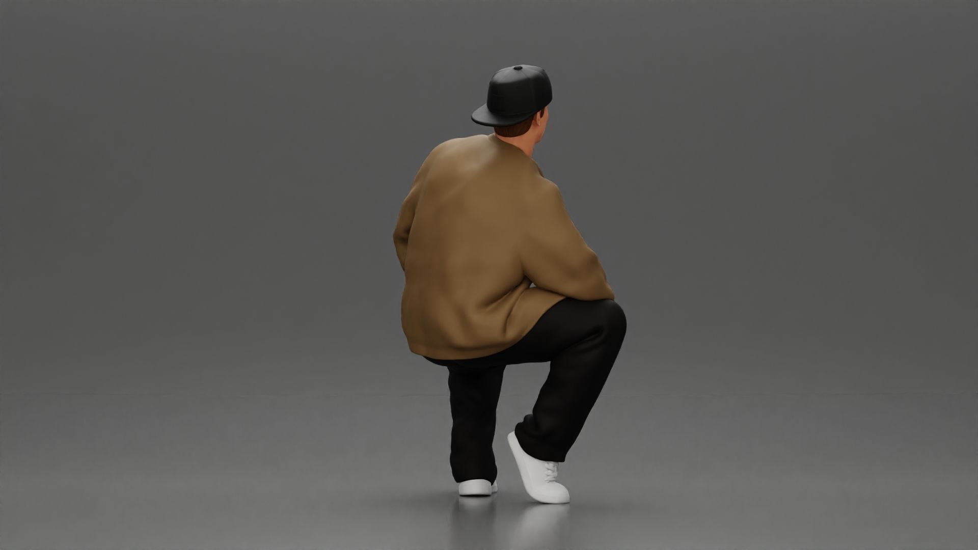 hip hop man sitting in a jacket and cap 3D print model_2