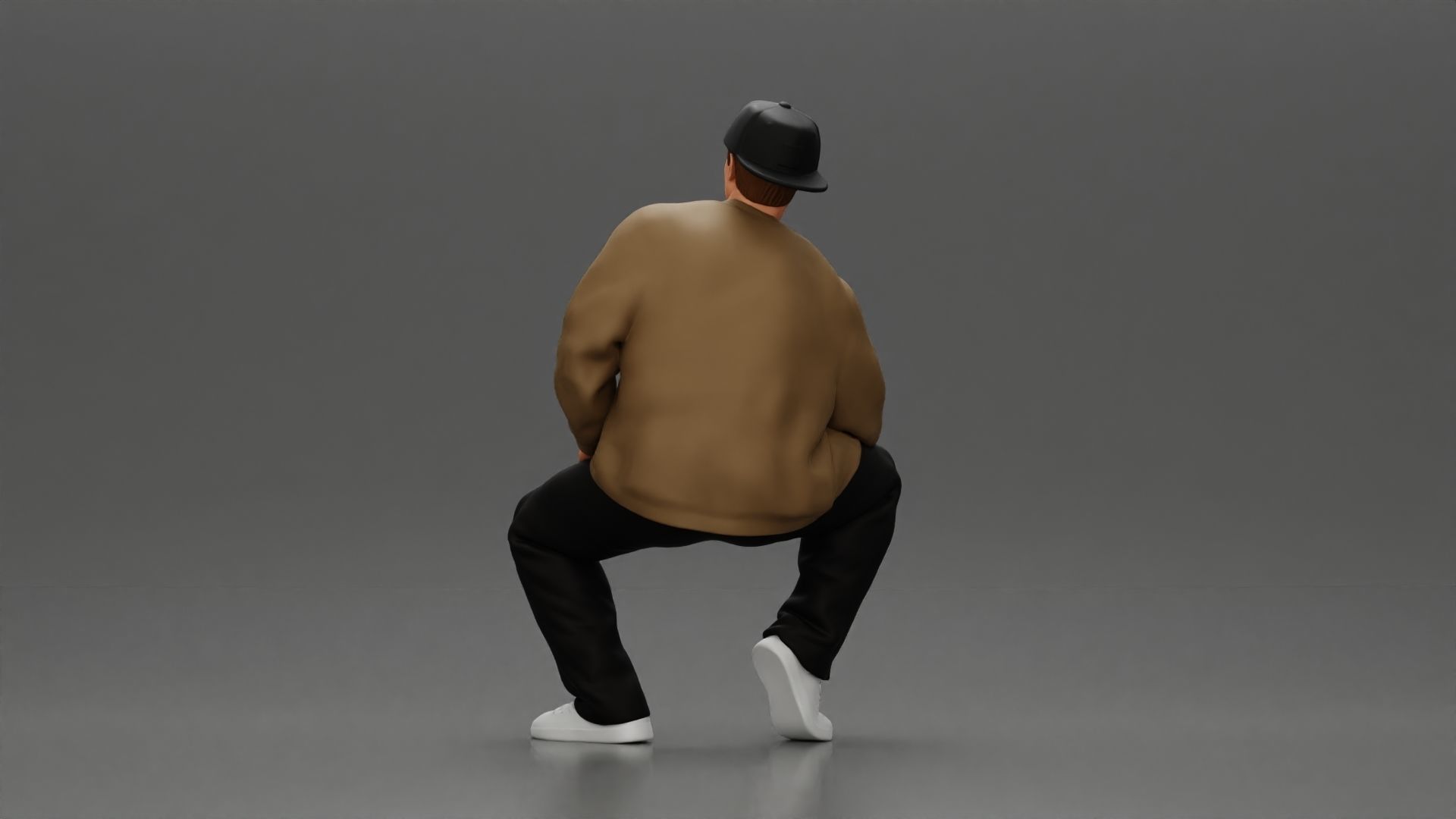 hip hop man sitting in a jacket and cap 3D print model_3